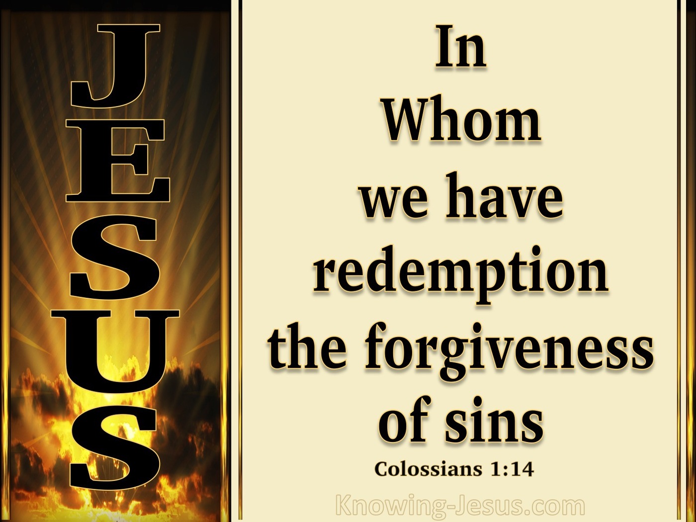 Colossians 1:14 In Whom We Have Redemption (beige)